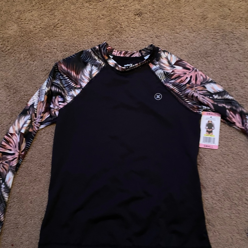 Hurley Black Top with Tropical Sleeves